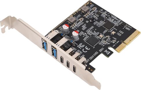 بطاقة Yunseity PCIE USB 3.0، بطاقة توسيع PCI Express بسرعة 10 جيجابت في الثانية إلى USB3.0 من النوع C لأجهزة الكمبيوتر المكتبية، 2 منافذ USB 3.0 و3 منافذ من النوع C، شريحة ASM2142، من أجل Wins، لنظام Linux in Saudi Arabia