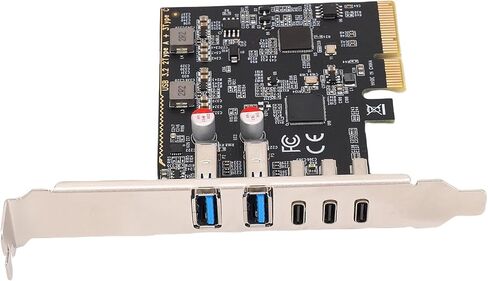 بطاقة Yunseity PCIE USB 3.0، بطاقة توسيع PCI Express بسرعة 10 جيجابت في الثانية إلى USB3.0 من النوع C لأجهزة الكمبيوتر المكتبية، 2 منافذ USB 3.0 و3 منافذ من النوع C، شريحة ASM2142، من أجل Wins، لنظام Linux in Saudi Arabia