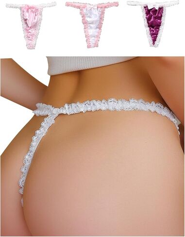 SweatyRocks للسيدات 3 عبوة القوس الساتان Thongs منخفضة ارتداء سراويل داخلية لطيفة in Saudi Arabia