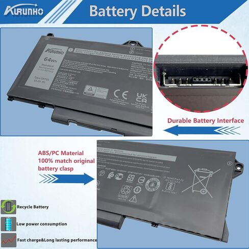 GRT01 64Wh استبدال بطارية الكمبيوتر المحمول لـ Dell Precision 3470 3561 3571 3581 3591 Latitude 5521 5531 5421 5431 Series R05P0 0P3TJ 00P3TJ P50E P50E001 in Saudi Arabia