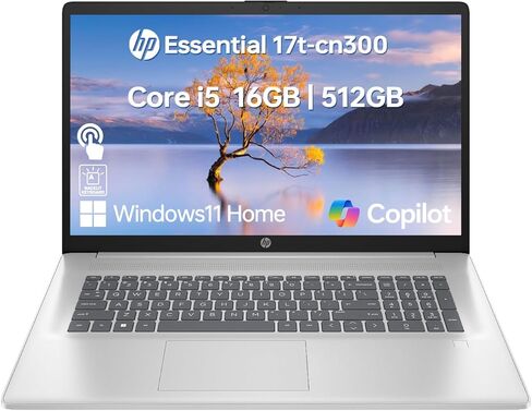 كمبيوتر محمول HP Essential 17 AI، شاشة لمس 17.3 بوصة، Intel Core i5-1334U (10 نواة، حتى 4.6 جيجا هرتز Max Turbo)، ذاكرة الوصول العشوائي 16 جيجابايت، 1 تيرابايت SSD، لوحة مفاتيح بإضاءة خلفية، قارئ بصمات الأصابع، Wi-Fi 6، Windows 11 Home، فضي in Kuwait