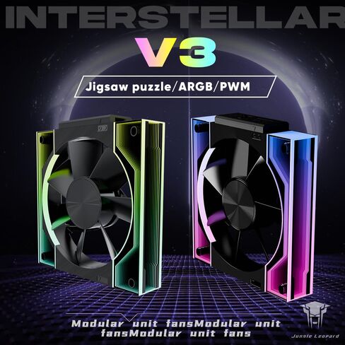 Jungle Leopard JM V3 120mm PC Case Fan Infinity Mirror Module Daisy-Chain 120mm RGB PWM Fan Triple Pack Suitable for Computer Case & 360mm AIO Cooler(Black-3Pack) in Saudi Arabia