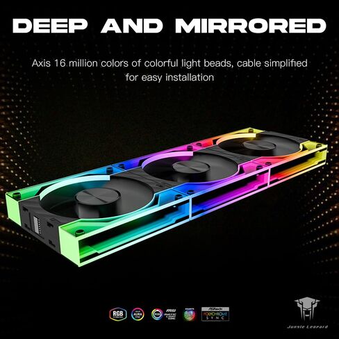 Jungle Leopard JM V3 120mm PC Case Fan Infinity Mirror Module Daisy-Chain 120mm RGB PWM Fan Triple Pack Suitable for Computer Case & 360mm AIO Cooler(Black-3Pack) in Saudi Arabia