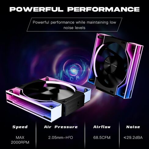 Jungle Leopard JM V3 120mm PC Case Fan Infinity Mirror Module Daisy-Chain 120mm RGB PWM Fan Triple Pack Suitable for Computer Case & 360mm AIO Cooler(Black-3Pack) in Saudi Arabia