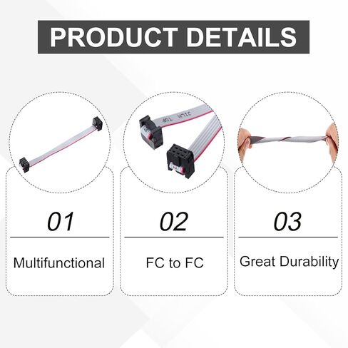 Generic 4 Pcs IDC Flat Ribbon Cable, 2.54mm Pitch 7.5mm Width 10cm Long 6 Pin FC to FC Flat Ribbon Connector Jumper Wire for PC, LED Displays in Saudi Arabia