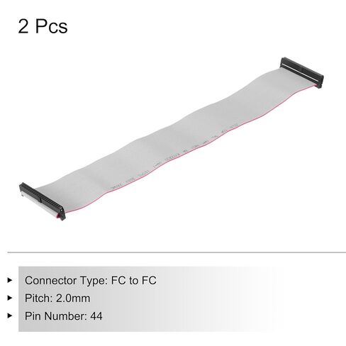 Generic IDC 44Pin كابل الشريط المسطح، 2.0 مم الملعب FC إلى FC موصل 30 سم طول سلك الطائر الرمادي للكمبيوتر شاشة LED DVD، 2 قطعة in Saudi Arabia