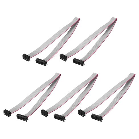 Generic 5 Pcs IDC Flat Ribbon Cable, 2.54mm Pitch 13mm Width 30cm Long 10 to 16 Pin FC to FC Flat Ribbon Connector Jumper Wire for PC, LED Displays in Kuwait