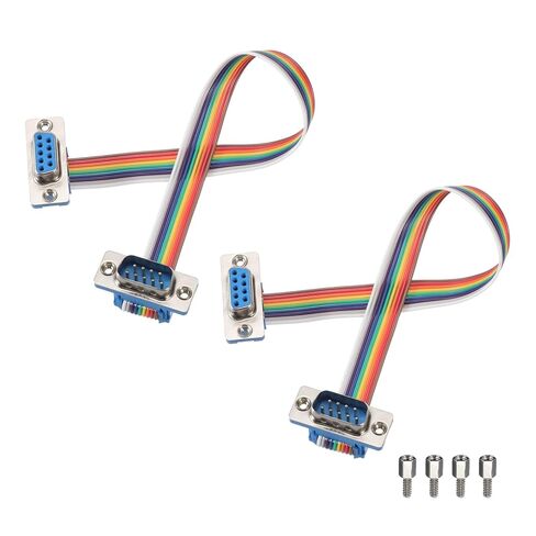 Generic 2 Pcs IDC Rainbow Wire Flat Ribbon Cable DB9 Male to DB9 Female 8 Inch Length 2.54mm Pitch Breadboard Jumper Wires for Electronic Projects in Kuwait
