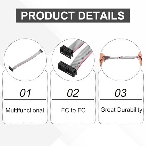 Generic 5 Pcs IDC Flat Ribbon Cable, 2.54mm Pitch 13mm Width 15cm Long 10 to 16 Pin FC to FC Flat Ribbon Connector Jumper Wire for PC, LED Displays in Kuwait