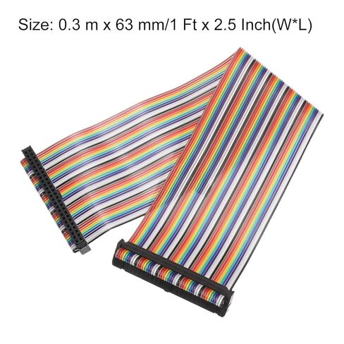 Generic IDC Rainbow Wire Flat Ribbon Cable 2.54mm Pitch 50 Pin Connection Line FC Dual Female Black Connector for DIY Experiment 1 Ft Length 1 Pcs in Saudi Arabia