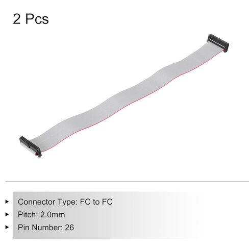 Generic IDC 26Pin Flat Ribbon Cable, 2.0mm Pitch FC to FC Connector 30cm Length Grey Jumper Wire for Computer LED Display DVD, 2Pcs in Saudi Arabia