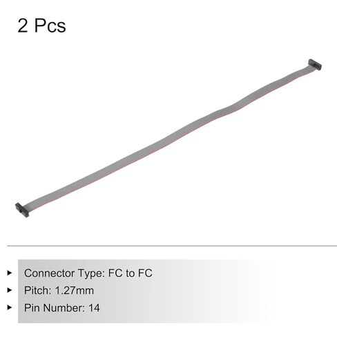 Generic IDC 14Pin Flat Ribbon Cable, 1.27mm Pitch FC to FC Connector 30cm Length Grey Jumper Wire for Computer LED Display DVD, 2Pcs in Saudi Arabia