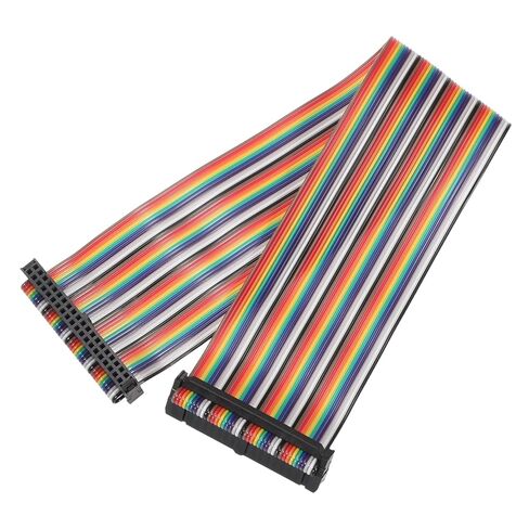 Generic IDC Rainbow Wire Flat Ribbon Cable 2.54mm Pitch 40 Pin Connection Line FC Dual Female Black Connector for DIY Experiment 1 Ft Length 1 Pcs in Saudi Arabia