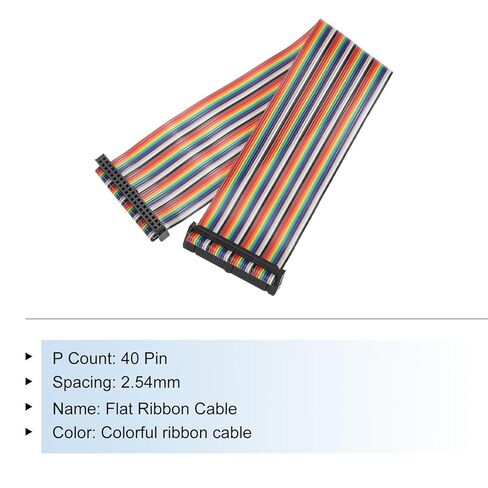 Generic IDC Rainbow Wire Flat Ribbon Cable 2.54mm Pitch 40 Pin Connection Line FC Dual Female Black Connector for DIY Experiment 1 Ft Length 1 Pcs in Saudi Arabia