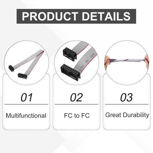 Generic 5 قطع IDC كابل شريطي مسطح، 2.54 ملم عرض 12 ملم 20 سم طول 10 إلى 16 دبوس FC إلى FC سلك توصيل شريطي مسطح للكمبيوتر الشخصي، شاشات LED in Kuwait