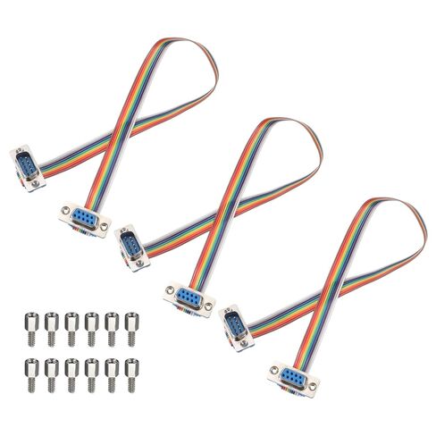 Generic 3 قطع IDC قوس قزح سلك الشريط المسطح كابل DB9 ذكر إلى DB9 أنثى 11.8 بوصة طول 2.54 مم أسلاك توصيل لوحة توصيل للمشروعات الإلكترونية in Saudi Arabia