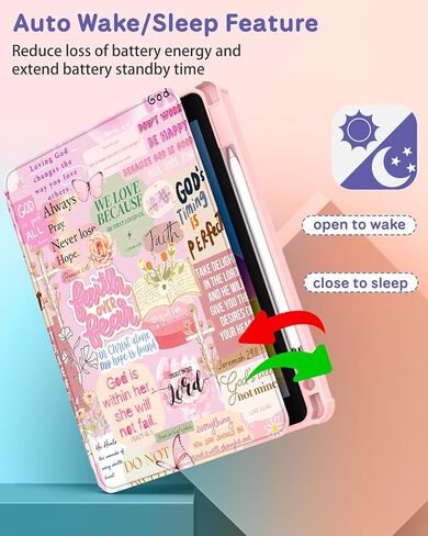 for iPad A16 Case for iPad 10th Generation Case 10.9 inch - 360 Degree Rotating Stand Folio Smart Cover with Pencil Holder for Women Girl, Christian Words for Apple Tablet 10th 2022/11th 2025 in Saudi Arabia