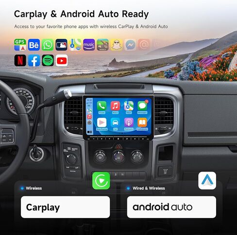 Dasaita 8GB+256GB Car Stereo Radio for 2013-2018 Dodge Ram 1500 2500 3500, Wireless Apple Carplay & Android Auto, Plug and Play 10.2'' Android13 GPS Navigation Head Unit, Voice Control, 4G LTE/5G WiFi in Saudi Arabia