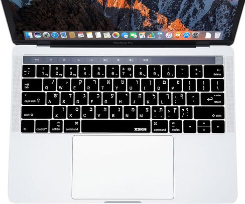 XSKN Hebrew/English Silicone Keyboard Cover Skin and Touchbar Protector for MacBook Pro 13 A1706 A1989 MacBook Pro 15 A1707 A1990 with Touch Bar Retina Display US Version in Saudi Arabia