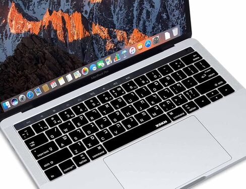 XSKN Hebrew/English Silicone Keyboard Cover Skin and Touchbar Protector for MacBook Pro 13 A1706 A1989 MacBook Pro 15 A1707 A1990 with Touch Bar Retina Display US Version in Saudi Arabia