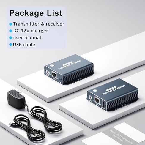 4K HDMI KVM Over Ethernet Extender Balun Over CAT5e/6/7 Cable 4K@60Hz Upto 200 Feet, Supports Keyboard and Mouse USB HDMI Loop Out HDCP2.2, Power Over Cable Zero-Lantency in Kuwait