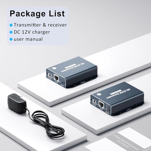 4K HDMI KVM Over Ethernet Extender Balun Over CAT5e/6/7 Cable 4K@60Hz Upto 200 Feet, Supports Keyboard and Mouse USB HDMI Loop Out HDCP2.2, Power Over Cable Zero-Lantency in Kuwait