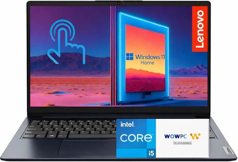 كمبيوتر محمول Lenovo IdeaPad 1i مقاس 15.6 بوصة يعمل باللمس بدقة FHD، الجيل الثالث عشر Intel Core i5-1335U، ذاكرة الوصول العشوائي 16 جيجابايت، 256 جيجابايت SSD، Wi-Fi 6، قارئ بطاقة SD، صوت Dolby، كاميرا ويب مدمجة، Windows 11 Home، WOWPC Recovery USB متضمن in Kuwait