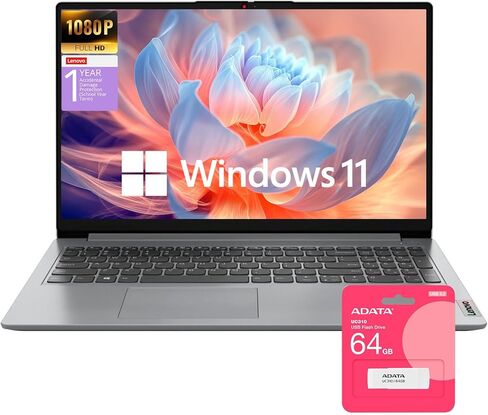 كمبيوتر محمول لينوفو مقاس 15 بوصة مع برنامج Lifetime Office 365 للويب، وذاكرة وصول عشوائي سعتها 8 جيجابايت، وتخزين eMMC سعة 128 جيجابايت، ووحدة المعالجة المركزية Intel، ولوحة أرقام 10 مفاتيح، ونظام التشغيل Windows 11 Home، ومنفذ USB خارجي بسعة 64 جيجابايت in Kuwait