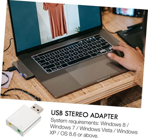 HOMSFOU USB ستيريو محول الصوت قناة الصوت المحيطي الصوت الخارجي USB سماعة رأس ميكروفون جاك سبائك الألومنيوم المدمجة لسطح المكتب المحمول in Kuwait