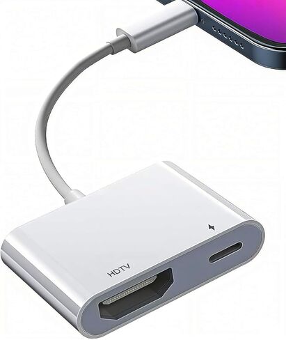 محول USB C إلى HDTV 4K@60 هرتز مع شحن سريع 100 وات PD [معتمد من MFi]، متوافق مع iPhone 17/16/15 Pro Max وMacBook وiPad Pro وGalaxy S25 وSwitch والمزيد - سلك HDTV إلى USB C للتلفزيون عالي الدقة/الشاشة in Kuwait