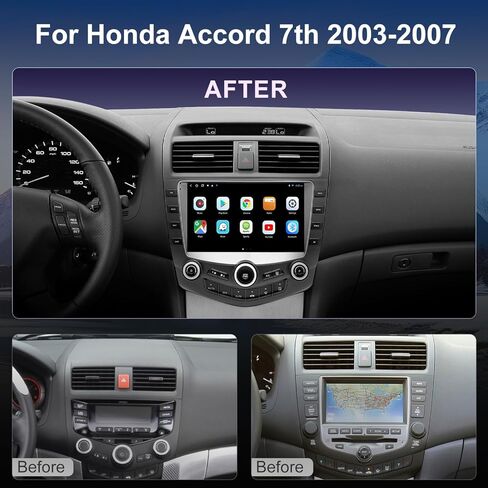 راديو QLED لسيارة Honda Accord الجيل السابع 2003 2004 2005 2006 2007 ترقية، استبدال ستيريو بشاشة تعمل باللمس، تشغيل لاسلكي Android auto، شبكة 4G LTE، دعم SWC، كاميرا احتياطية مجانية in Kuwait