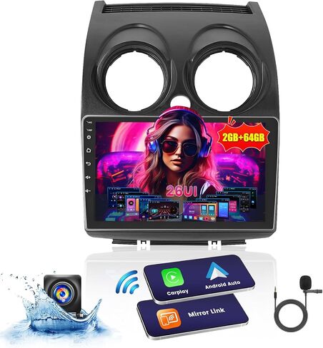 [2G+64G] Android Car Stereo for Nissan Rogue Sport 2007-2015 with Wireless Carplay Android Auto, 9 Inch HD Touchscreen Car Radio with GPS WiFi Bluetooth FM/RDS EQ SWC Backup Camera MIC in Saudi Arabia