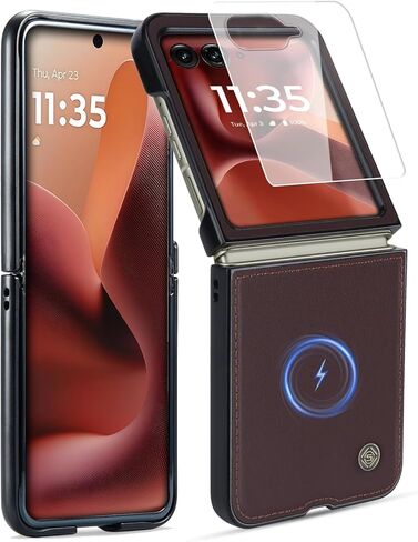 حافظة مغناطيسية من الجلد الطبيعي من ASAPDOS لهاتف Motorola Razr 2025 Ultra [متوافقة مع MagSafe]، واقي شاشة مدمج وغطاء حماية رفيع رفيع in Kuwait