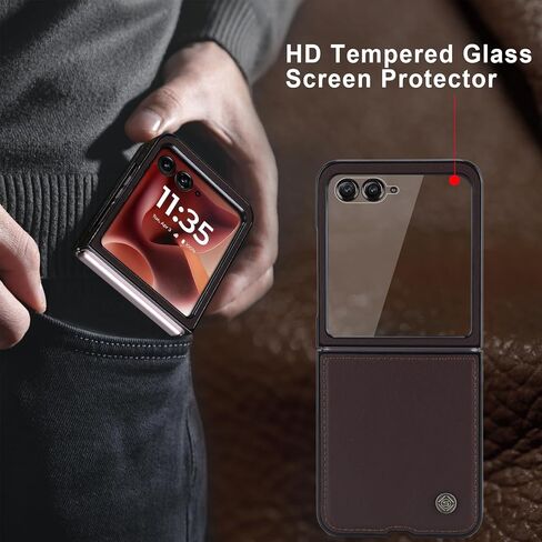 حافظة مغناطيسية من الجلد الطبيعي من ASAPDOS لهاتف Motorola Razr 2025 Ultra [متوافقة مع MagSafe]، واقي شاشة مدمج وغطاء حماية رفيع رفيع in Kuwait