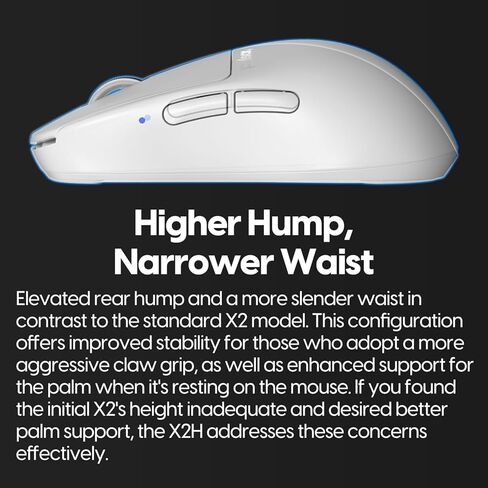 Pulsar Gaming Gears X2H Wireless Gaming Mouse, Ultra Lightweight 1.90 oz (54 g), Symmetrical, Optical Switch, 2.4 Ghz 1 ms, 26000 DPI, PAW3395 Sensor (Medium, Wireless, White) (Renewed) in Saudi Arabia