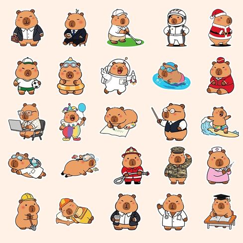 50 قطعة من ملصقات Capybara، ملصق لطيف من الفينيل مضاد للماء على شكل حيوان لجهاز الكمبيوتر المحمول وزجاجة مياه للأمتعة للفتيات والأطفال والمراهقين وجوائز الفصول الدراسية وهدايا وأشياء للحفلات وديكورات أعياد الميلاد in Kuwait