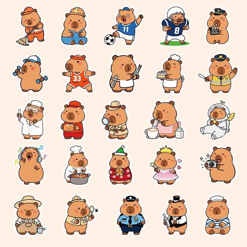 50 قطعة من ملصقات Capybara، ملصق لطيف من الفينيل مضاد للماء على شكل حيوان لجهاز الكمبيوتر المحمول وزجاجة مياه للأمتعة للفتيات والأطفال والمراهقين وجوائز الفصول الدراسية وهدايا وأشياء للحفلات وديكورات أعياد الميلاد in Kuwait