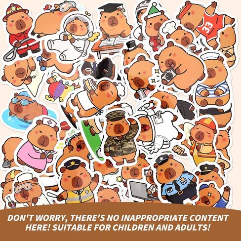 50 قطعة من ملصقات Capybara، ملصق لطيف من الفينيل مضاد للماء على شكل حيوان لجهاز الكمبيوتر المحمول وزجاجة مياه للأمتعة للفتيات والأطفال والمراهقين وجوائز الفصول الدراسية وهدايا وأشياء للحفلات وديكورات أعياد الميلاد in Kuwait