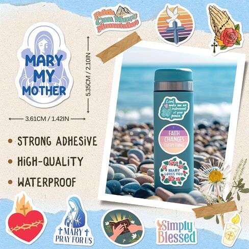 SigyoJeom 200PCS Catholic Stickers, Religious Stickers for Kid Adult - Saint Virgin Mary Sacred Heart, Waterproof Bible Jesus Vinyl Decals, Catholic Gift Bulk for Women in Kuwait