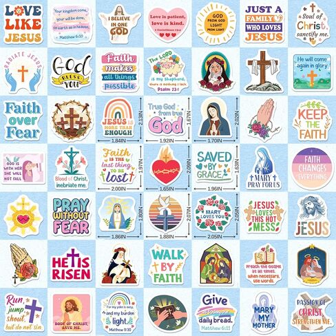 SigyoJeom 200PCS Catholic Stickers, Religious Stickers for Kid Adult - Saint Virgin Mary Sacred Heart, Waterproof Bible Jesus Vinyl Decals, Catholic Gift Bulk for Women in Kuwait