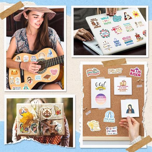 SigyoJeom 200PCS Catholic Stickers, Religious Stickers for Kid Adult - Saint Virgin Mary Sacred Heart, Waterproof Bible Jesus Vinyl Decals, Catholic Gift Bulk for Women in Kuwait