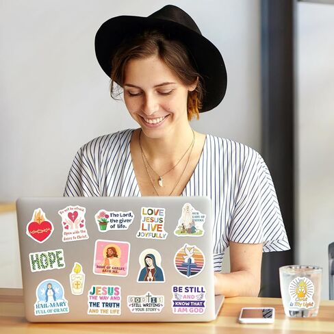 SigyoJeom 200PCS Catholic Stickers, Religious Stickers for Kid Adult - Saint Virgin Mary Sacred Heart, Waterproof Bible Jesus Vinyl Decals, Catholic Gift Bulk for Women in Kuwait