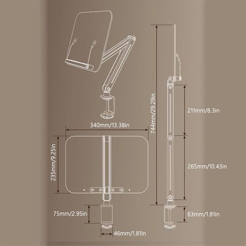 Flexible Tablet and Laptop Arm Stand,Arm Mount Easy Height Adjustment for Optimals Ergonomics in Office Home Study Read in Saudi Arabia