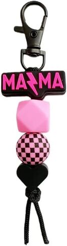 Mama Keychain Checkered Black Mom Key Ring for Car Keys Purse Backpack Mom Birthday Gifts Mothers Day Gift in Kuwait