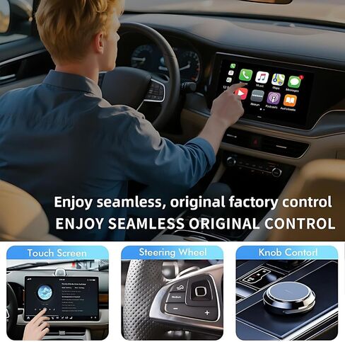 محول تلقائي Android لاسلكي، محول CarPlay لاسلكي لأجهزة Apple iPhone، تحويل سلكي إلى محول لاسلكي لتشغيل السيارة، اتصال تلقائي سريع، إعداد سهل للتوصيل والتشغيل، حجم صغير مع USB-A ممتد ونوع C in Kuwait