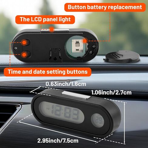 Riloer Car Digital Display Electronic Clock, LED Luminous Thermometer Automotive Replacement Clock for Car Truck in Saudi Arabia