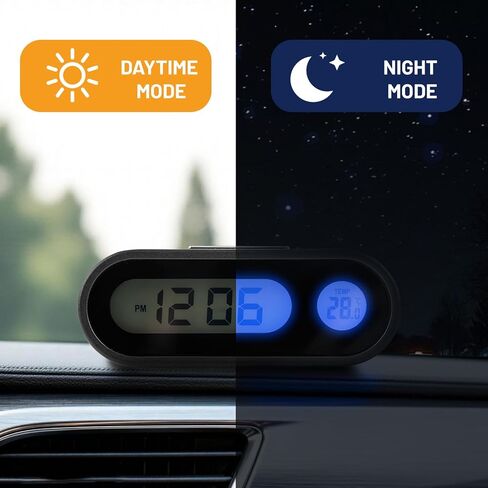 Riloer Car Digital Display Electronic Clock, LED Luminous Thermometer Automotive Replacement Clock for Car Truck in Saudi Arabia
