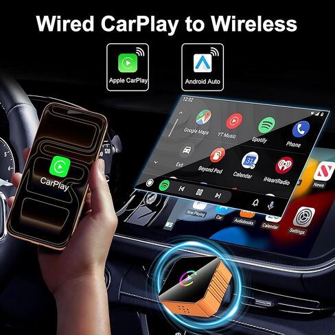 Android Auto Wireless Adapter,Wireless Android Auto Adapter,Wireless Carplay Adapter for iPhone,Fast Connect, Easy Plug & Play Setup,5.8GHz WiFi, Compatible with iOS 10+,Mini Size,USB/Type C in Saudi Arabia