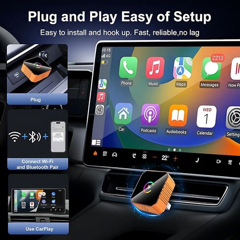Android Auto Wireless Adapter,Wireless Android Auto Adapter,Wireless Carplay Adapter for iPhone,Fast Connect, Easy Plug & Play Setup,5.8GHz WiFi, Compatible with iOS 10+,Mini Size,USB/Type C in Saudi Arabia