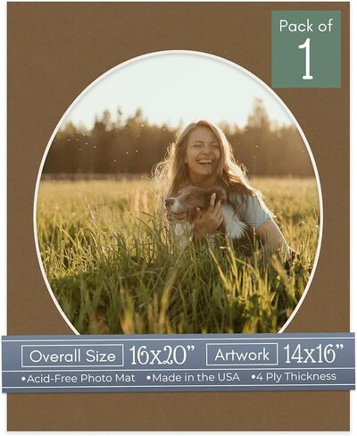 حصيرة إطار صورة بيضاوية الشكل خالية من الأحماض مقاس 16 × 20 من CountryArtHouse مع قطع مشطوفة بيضاء اللون للصور مقاس 14 × 16 - تناسب إطار مقاس 16 × 20 - حزمة مكونة من مجموعة عرض لوحية واحدة مع دعم خالٍ من الأحماض وحقيبة شفافة in Saudi Arabia